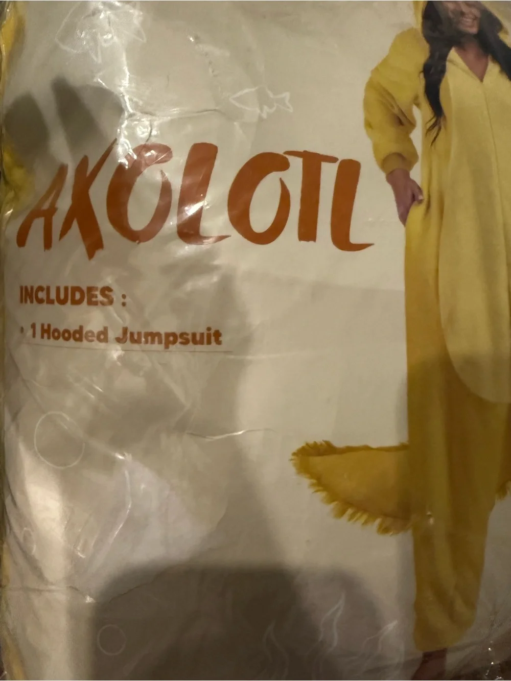Spooktacular Creations Halloween Axolotl Costume, size adult large new yellow